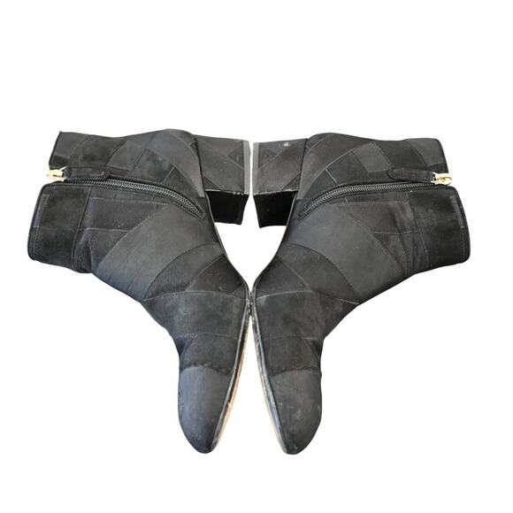 Chanel Patchwork Block Heels Size 39.5 Black Double C Toe Logo - Picture 7 of 10